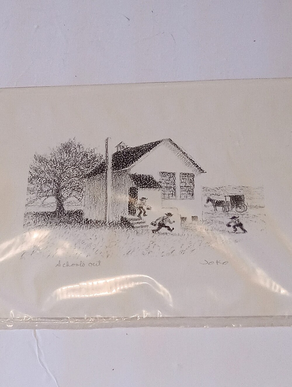 Amish Theme  Artist Jo Ko JOKO Joseph Koch  Schools Out Sketch Print Signed